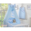 Sengesæt i 7 dele med myggenet-stativ - Hanging Hearts  Blå