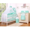 Sengesæt i 7 dele med myggenet-stativ - Hanging Hearts  Mint