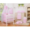 Sengesæt til baby tremmeseng i 11 dele Hjerter  Lyserød Pink Striber