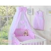 Sengesæt til baby tremmeseng i 11 dele  Lyserød Pink Polkaprikker