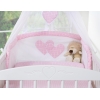 Sengesæt til tremmeseng i 5 dele med myggenet - Hanging Hearts  Lyserød Pink Ternet