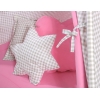 Teltsæt Tipi Telt Børn med legetæppe + puder sæt   Lyserød Grå Pink Ternet