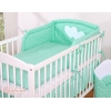 Universel sengerand til tremmeseng - Hanging Hearts  Mint Polkaprikker