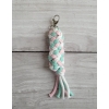 Trekolor flettet træktov til kæphest Hvid Mint Lys Pink