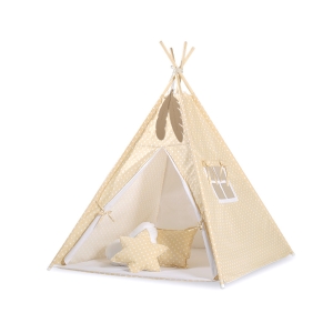 Mega Sæt: Tipi Telt med Legetæppe og Puder