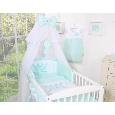 7-delt sengesæt med net Little Prince/Princess  Mint