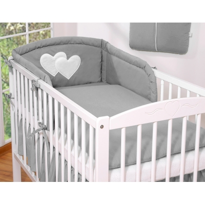 Allergi-venlig sengerand til baby Hjerter  Antracit