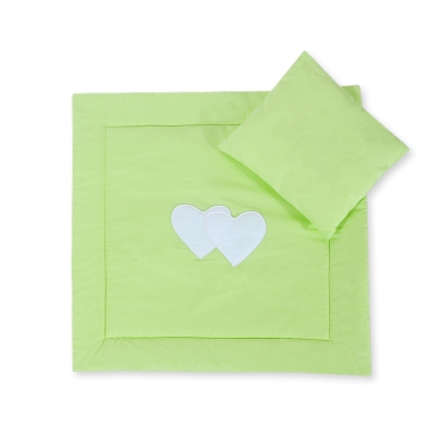 Baby barnevogn sengesæt i 2 dele - Hanging hearts  Grøn