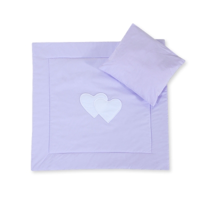 Baby barnevogn sengesæt i 2 dele - Hanging hearts  Lilla