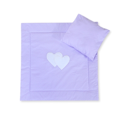 Baby barnevogn sengesæt i 2 dele - Hanging hearts  Lilla Polkaprikker