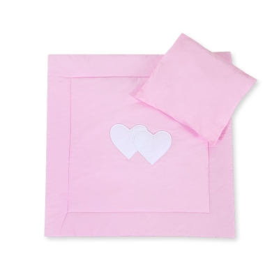 Baby barnevogn sengesæt i 2 dele - Hanging hearts  Lyserød Pink