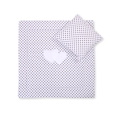 Baby barnevogn sengesæt i 2 dele - Hanging hearts  Sort Polkaprikker