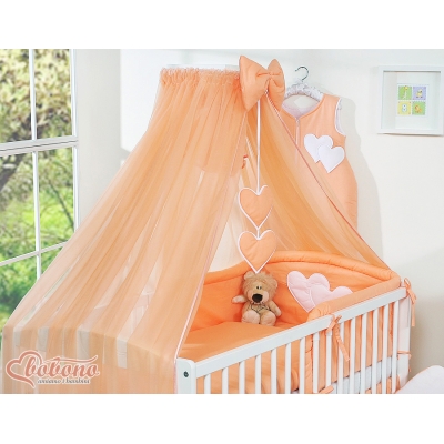 Baby seng myggenet lavet af tyl for tremmeseng - Hanging Hearts  Sifonki Fersken