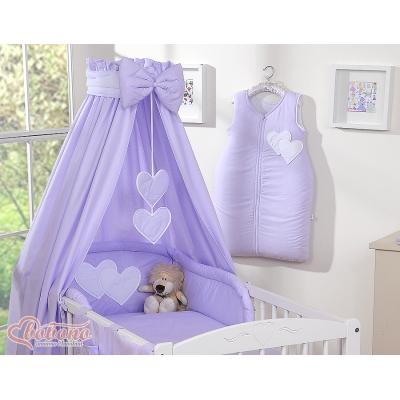 Baby sengehimmel lavet af bomuld for tremmeseng - Hanging Hearts  Lilla Bomuld