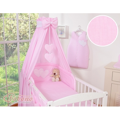 Baby sengehimmel lavet af bomuld for tremmeseng - Hanging Hearts  Lyserød Pink Bomuld