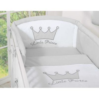 Baby sengesæt i 3 dele Little Prince / Princess  Grå