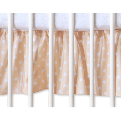 Baby tremmeseng dekorativ støv flæse-kantskjuler 120x60cm - Hanging Hearts  Beige Polkaprikker