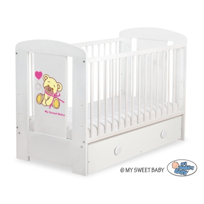 Baby tremmeseng med Skuffe 120x60cm Bjørn med sløjfe  MAXI