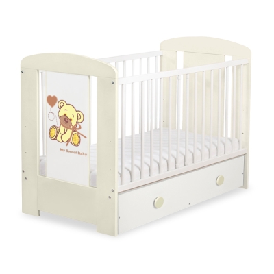 Baby tremmeseng med Skuffe 120x60cm Bjørn med sløjfe  MAXI