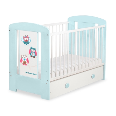 Baby tremmeseng med Skuffe 120x60cm Munter Ugler   MAXI