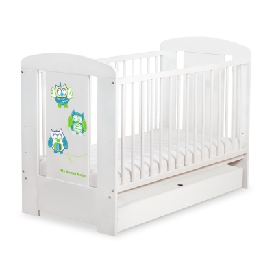 Baby tremmeseng med Skuffe 120x60cm Munter Ugler   STANDARD