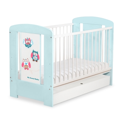 Baby tremmeseng med Skuffe 120x60cm Munter Ugler   STANDARD