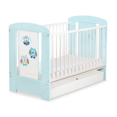 Baby tremmeseng med Skuffe 120x60cm Munter Ugler   STANDARD