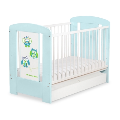 Baby tremmeseng med Skuffe 120x60cm Munter Ugler   STANDARD