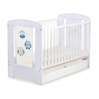 Baby tremmeseng med Skuffe 120x60cm Munter Ugler   STANDARD