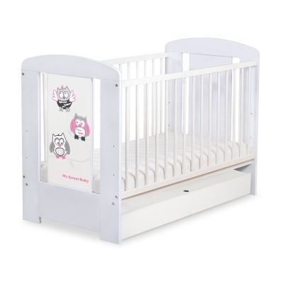 Baby tremmeseng med Skuffe 120x60cm Munter Ugler   STANDARD