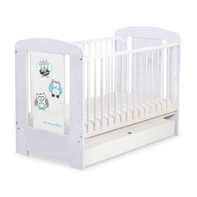 Baby tremmeseng med Skuffe 120x60cm Munter Ugler   STANDARD
