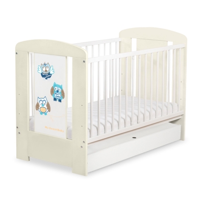 Baby tremmeseng med Skuffe 120x60cm Munter Ugler   STANDARD