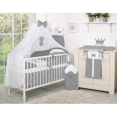 Baby tremmeseng myggenet lavet af tyl - Little Prince/Princess  Antracit Sifonki