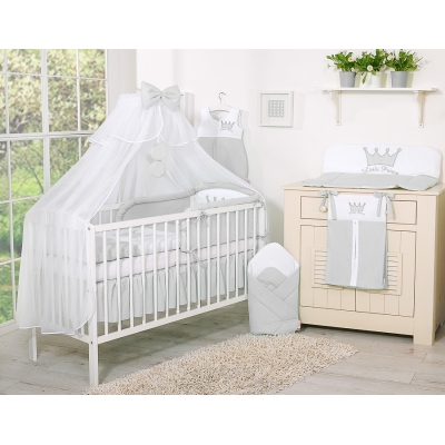 Baby tremmeseng myggenet lavet af tyl - Little Prince/Princess  Grå Sifonki