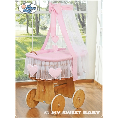 Babykurv med gardiner  Lyserød Pink Amelie