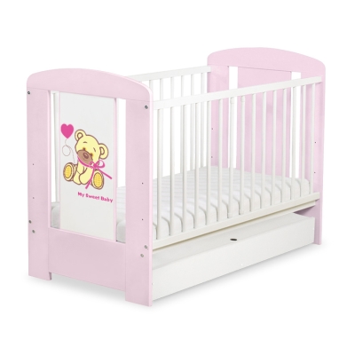 Babyseng med Skuffe Bjørn med sløjfe  STANDARD Lyserød Pink