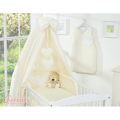 Babysengesæt i 5 dele med sengehimmel - Hanging Hearts  Enfelben