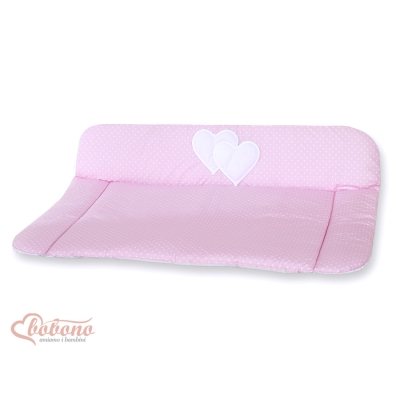 Blød baby skiftemåtte - Hanging Hearts  Lyserød Pink Polkaprikker