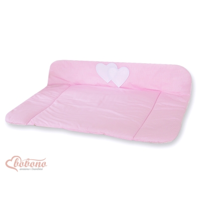 Blød baby skiftemåtte - Hanging Hearts  Lyserød Pink Striber