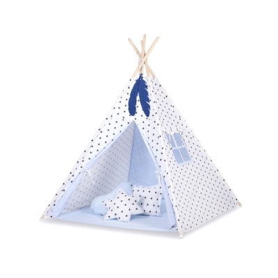 Børne tipi telt dekorative fjer GRATIS!  Blå