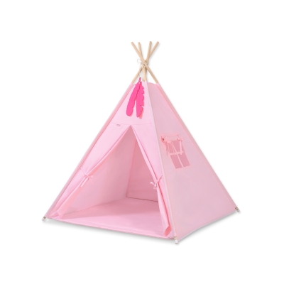 Børne tipi telt  legetæppe dekorative fjer GRATIS!  Lyserød Pink