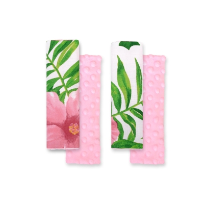 Dobbeltsidede puder til sikkerhedsseler Baby Shoulders  Lyserød Pink Blomster Tropiske