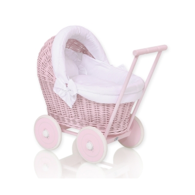 Dukkevogn Rattan Kurv Pink
