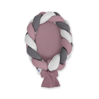 Flettet babyrede knyttet sengerand & madras 2 i 1  Grå Pastel Violet Antracit