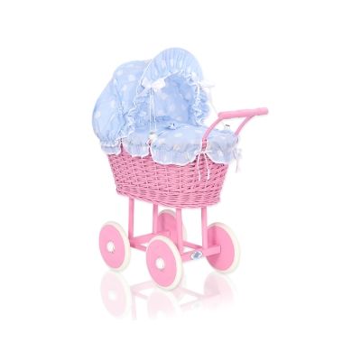 Flettet dukkevogn  Lyserød Pink