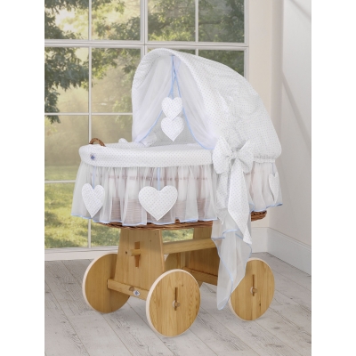 Flettet moseskurv til baby  Blå Hvid Amelie