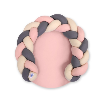 Flettet pude til baby  Beige Antracit Støvet Pink