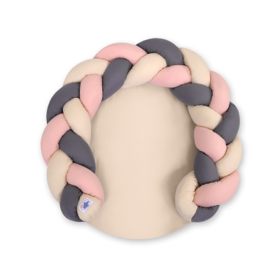 Flettet sengerand med legemåtte 2 i 1  Beige Antracit Støvet Pink