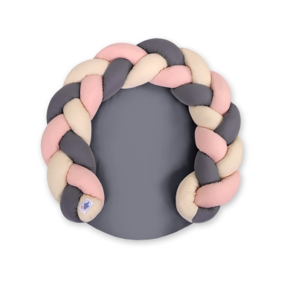 Flettet sengerand med legemåtte 2 i 1  Beige Antracit Støvet Pink