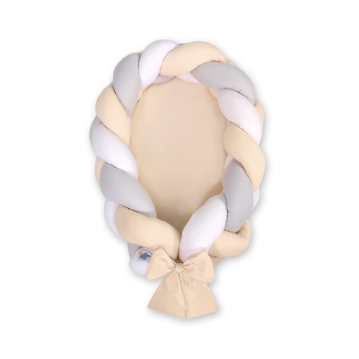 Flettet sengerand og babyrede  Grå Beige